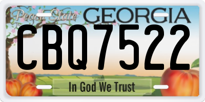 GA license plate CBQ7522