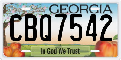 GA license plate CBQ7542