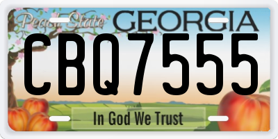 GA license plate CBQ7555