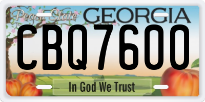 GA license plate CBQ7600