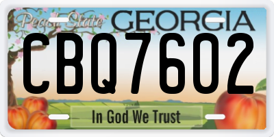 GA license plate CBQ7602