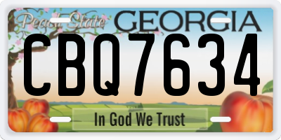 GA license plate CBQ7634