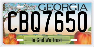 GA license plate CBQ7650