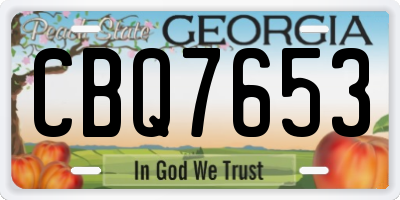 GA license plate CBQ7653