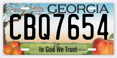 GA license plate CBQ7654