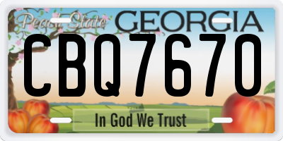 GA license plate CBQ7670