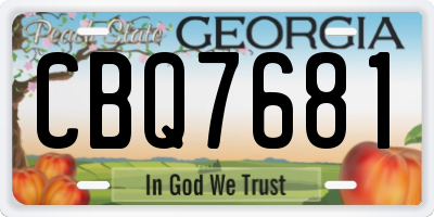 GA license plate CBQ7681