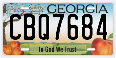 GA license plate CBQ7684