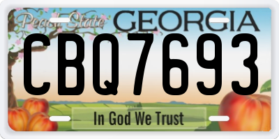 GA license plate CBQ7693