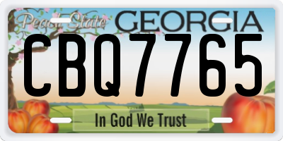 GA license plate CBQ7765