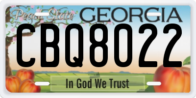 GA license plate CBQ8022