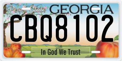 GA license plate CBQ8102