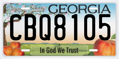 GA license plate CBQ8105