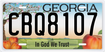 GA license plate CBQ8107