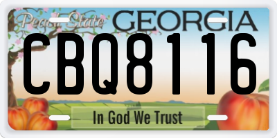 GA license plate CBQ8116