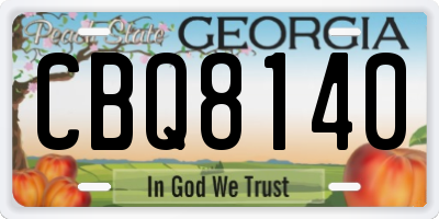 GA license plate CBQ8140