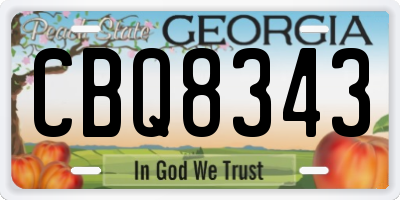 GA license plate CBQ8343