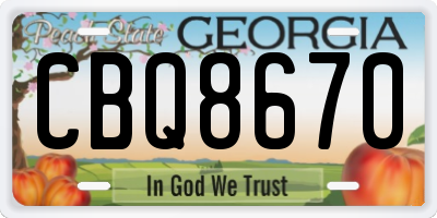 GA license plate CBQ8670