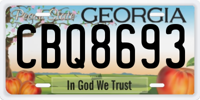 GA license plate CBQ8693