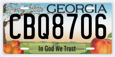 GA license plate CBQ8706