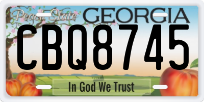 GA license plate CBQ8745