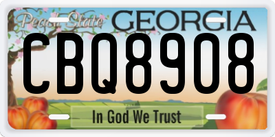 GA license plate CBQ8908