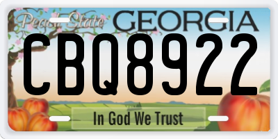 GA license plate CBQ8922