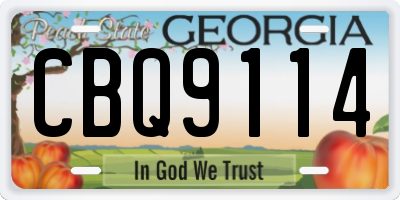 GA license plate CBQ9114