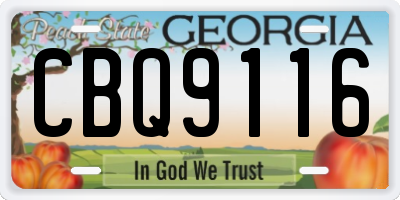 GA license plate CBQ9116
