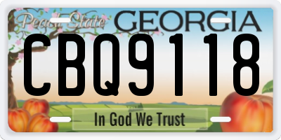 GA license plate CBQ9118