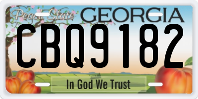 GA license plate CBQ9182