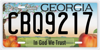 GA license plate CBQ9217