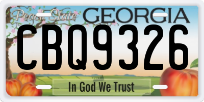 GA license plate CBQ9326