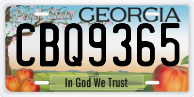 GA license plate CBQ9365