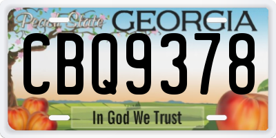 GA license plate CBQ9378
