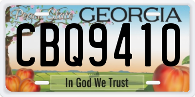 GA license plate CBQ9410