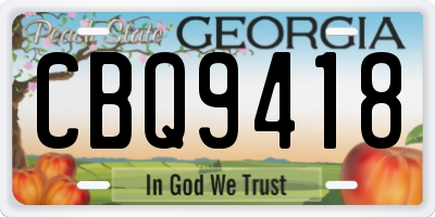 GA license plate CBQ9418