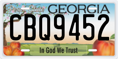 GA license plate CBQ9452