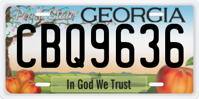 GA license plate CBQ9636