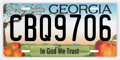 GA license plate CBQ9706