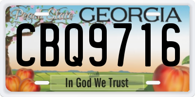 GA license plate CBQ9716