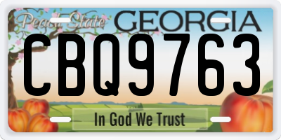 GA license plate CBQ9763