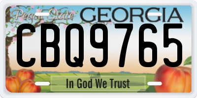 GA license plate CBQ9765