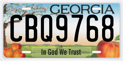 GA license plate CBQ9768