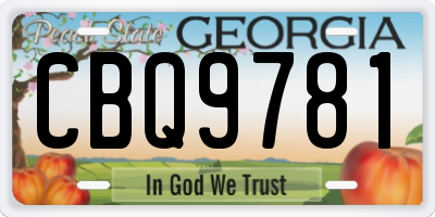 GA license plate CBQ9781