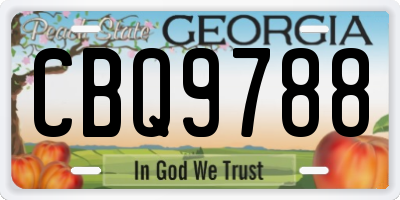 GA license plate CBQ9788