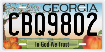 GA license plate CBQ9802