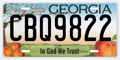 GA license plate CBQ9822