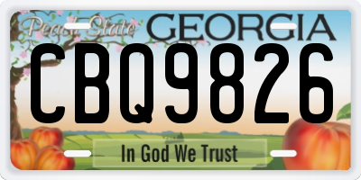GA license plate CBQ9826