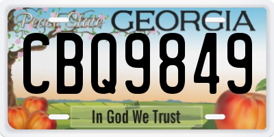 GA license plate CBQ9849